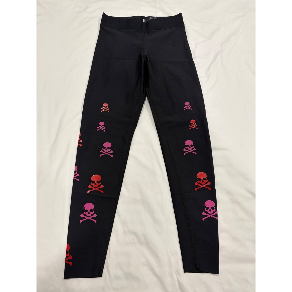 Ultracor x Soulcycle Scatter Skull Leggings Black Red Pink Size Medium